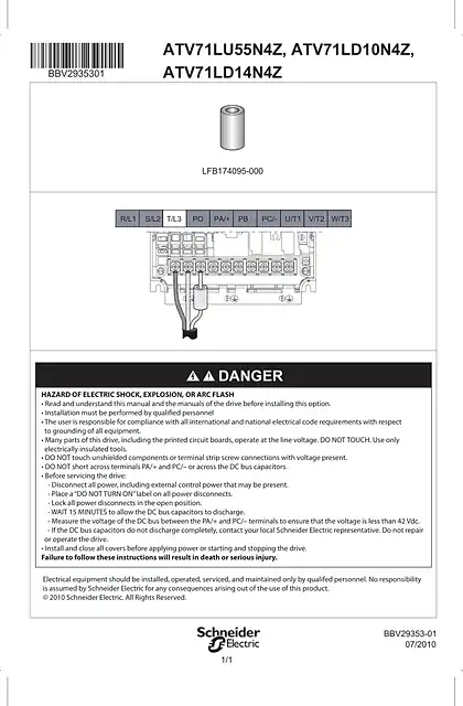 schneider施耐德Instruction sheet - Ferrite core
